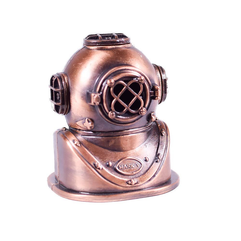 EliteTreasures Die Cast Bronze Deep Sea Divers Helmet Sharpener - Collectible Miniature Figurine - Diver Rare Pencil Accessory - Antique Finished Ornament