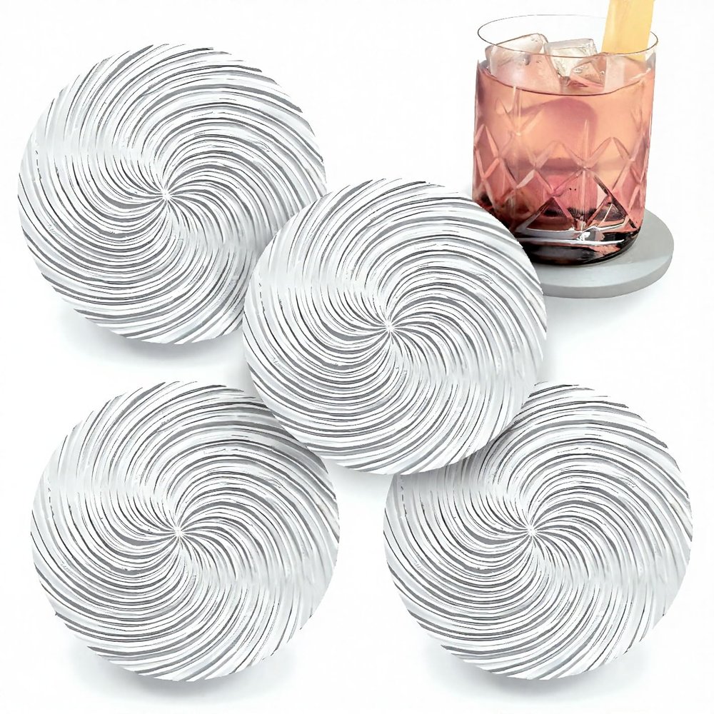 Water Soaker Swirl Absorbent Drink Coasters (Set of 4) - Made in USA