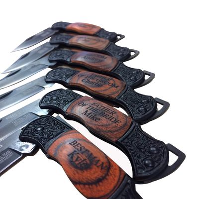 11 Personalized Pocket Knife, Groomsmen Gift, Engraved Wooden Groomsman Gifts Set