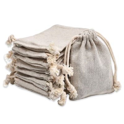 calary 100pcs Double Canvas Drawstring Bag Cotton Pouch Gift Sachet Bag Muslin Reusable Tea Bag 2.75x4 Inch
