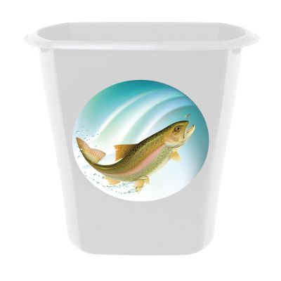 3 Gallon White Plastic Wastebasket Trash Can for The Bathroom or Game Room Featuring The Choice of Your Favorite Novelty Theme Logo Decal (Trout)