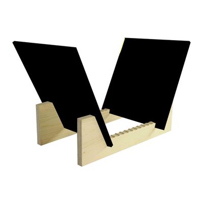 FixtureDisplays Vinyl Record Storage 50-Album Display Holder LP Organizer Tabletop LP Stand Pine Base & Black Acrylic Frame 16984-BLACK-FBA