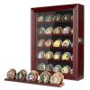 ASmileIndeep Military Challenge Coin Display Case Holder with HD Toughened Glass and Wall Mount, Wooden Coin Stand Rack with Removable 2 Grooves Shelves, Mahogany Finish view 1