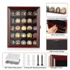 ASmileIndeep Military Challenge Coin Display Case Holder with HD Toughened Glass and Wall Mount, Wooden Coin Stand Rack with Removable 2 Grooves Shelves, Mahogany Finish view 2