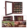 ASmileIndeep Military Challenge Coin Display Case Holder with HD Toughened Glass and Wall Mount, Wooden Coin Stand Rack with Removable 2 Grooves Shelves, Mahogany Finish view 3
