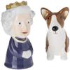 Abbott Collection 27-KITSCH-303 Queen and Corgi Salt and Pepper Shaker Set, Purple/Brown, 3.5" H view 1