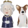 Abbott Collection 27-KITSCH-303 Queen and Corgi Salt and Pepper Shaker Set, Purple/Brown, 3.5" H view 3