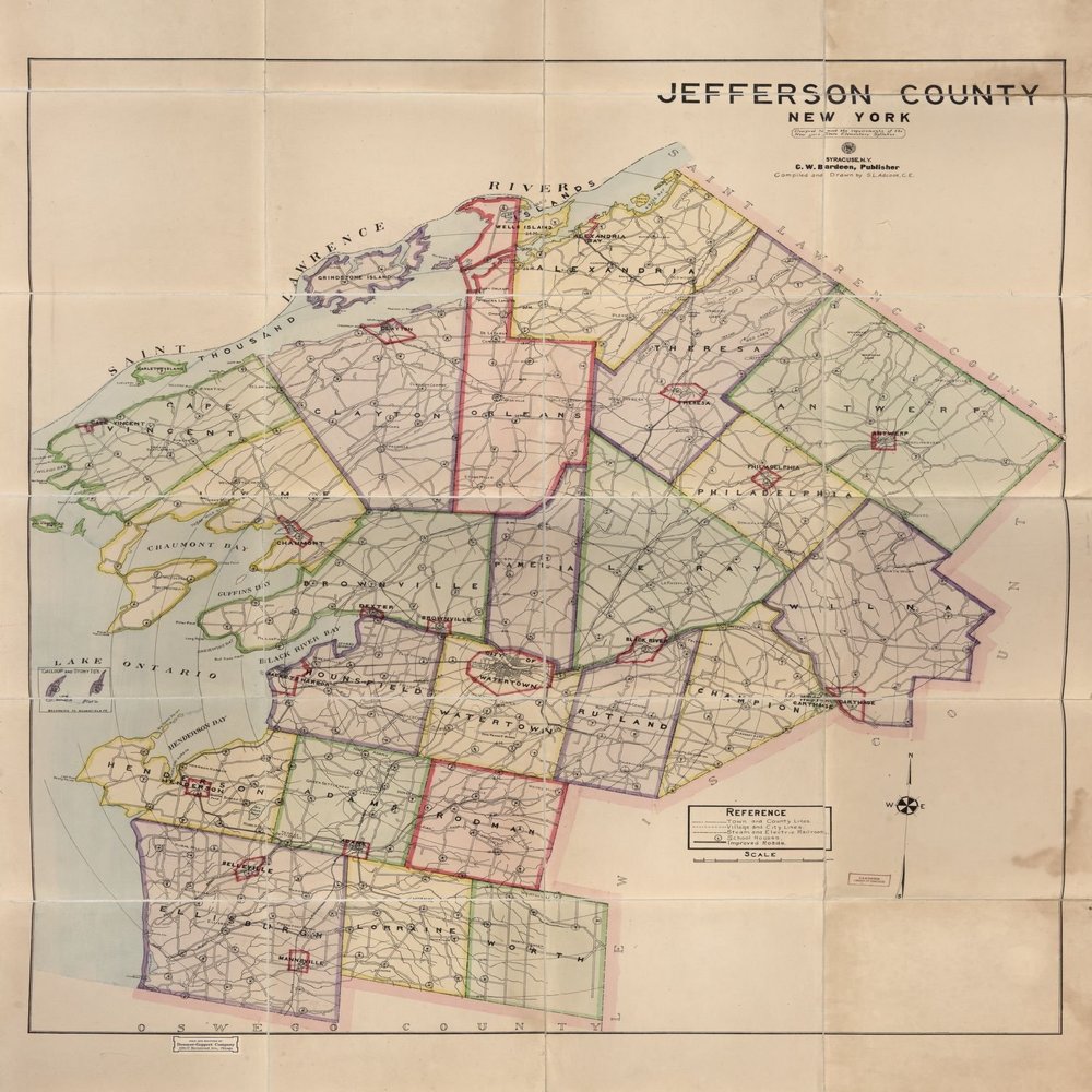 18" x 24" 1915 Map Of Jefferson County New York
