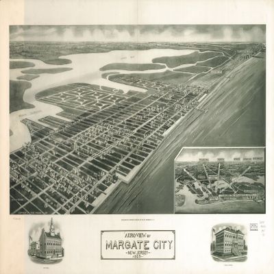16" x 24" 1925 Map Of Margate City New Jersey Aeroview