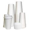 EcoQuality 16 oz White Hot Drink Paper Cups with White Dome Lids - 100 Count - Disposable Paper Coffee Cups perfect for Tea, Latte's, Coffee Shops, Restaurant Grade view 1