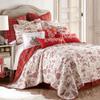 Levtex Home - Yuletide Quilt Set - King/Cal King Quilt (106x92in.) + Two King Pillow Shams (36x20in.) - Christmas Holiday Script - Red and Cream - Reversible - Cotton view 2