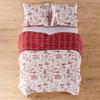 Levtex Home - Yuletide Quilt Set - King/Cal King Quilt (106x92in.) + Two King Pillow Shams (36x20in.) - Christmas Holiday Script - Red and Cream - Reversible - Cotton view 3