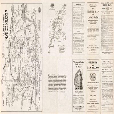 14" x 24" 1919 Map Of Arizona & New Mexico United States