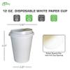 EcoQuality 12 oz White Hot Drink Paper Cups with White Dome Lids - 150 Count - Disposable Paper Coffee Cups perfect for Tea, Latte's, Coffee Shops, Restaurant Grade view 3