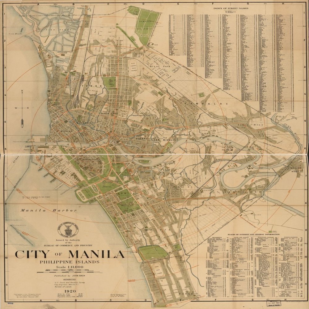 18" x 24" 1920 Map Of The City Of Manila Philippine Islands