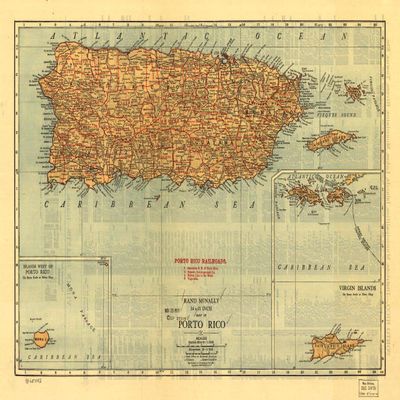 16" x 24" 1921 Map Of Puerto Rico Rand McNally