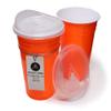 Rolling Sands Reusable BPA-Free 16 Ounce Neon Orange Party Cups with Lids - 2 Pack, Made in USA view 1
