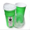 Rolling Sands Reusable BPA-Free 16 Ounce Neon Green Party Cups with Lids - 2 Pack, Made in USA view 1