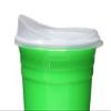 Rolling Sands Reusable BPA-Free 16 Ounce Neon Green Party Cups with Lids - 2 Pack, Made in USA view 3