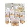 AMSS 5 Pices Bathroom Accessory Set Resin Soap Dish, Soap Dispenser, Toothbrush Holder & Tumbler,3D Flower Deco view 1