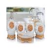 AMSS Premium 5 Pieces Bathroom Accessory Set With Luxury Flower Ensemble, Retro Golden Resin Soap Dispenser/Toothbrush Holder/Tumbler/Soap Dish view 1