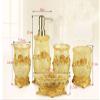 AMSS 5 Pices Bathroom Accessory Set Resin Soap Dish, Soap Dispenser, Toothbrush Holder & Tumbler,3D Flower Deco view 2