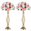 2 Pcs Versatile Metal Flower Arrangement & Candle Holder Stand Set for Wedding Party Dinner Centerpiece Event Restaurant Hotel Decoration (Gold, 2 x S) view 1