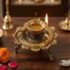 eSplanade - Lotus Shaped Round Brass Diya | Oil Lamp | Home Decor | Brass Diya | Brass Deepam | Brass Lamps | Kuthu Vilakku | Oil Lamp, Lamps for Home and Office view 2