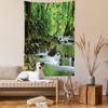 Ambesonne Rainforest Tapestry, Mountain Stream in a Tropical Rain Forest Foliage Countryside Wilderness Scene, Fabric Wall Hanging Decor for Bedroom Living Room Dorm, 23" X 28", Green and Brown view 2