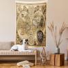 Ambesonne Map Print Tapestry King Size, Old Map 1626 a New and Accurate Map of World Historical Manuscript, Wall Hanging Bedspread Bed Cover Wall Decor, 88" X 88", Pale Brown Black Brown view 2