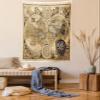 Ambesonne Map Print Tapestry King Size, Old Map 1626 a New and Accurate Map of World Historical Manuscript, Wall Hanging Bedspread Bed Cover Wall Decor, 23" X 28", Pale Brown Black Brown view 1