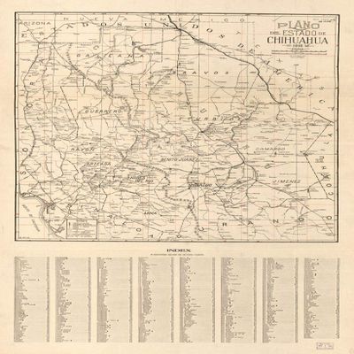 16" x 24" 1915 Map Of the State Of Chihuahua