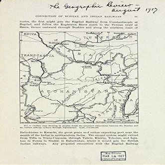 16" x 24" 1917 Map Of Russian & Indian Railways Connection