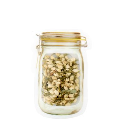 100 Canister Design Clear Display Color Storage Stand-Up Food Safe Poly Plastic Zip Seal Pouch (3.9" x 5.9", Translucent/Yellow)
