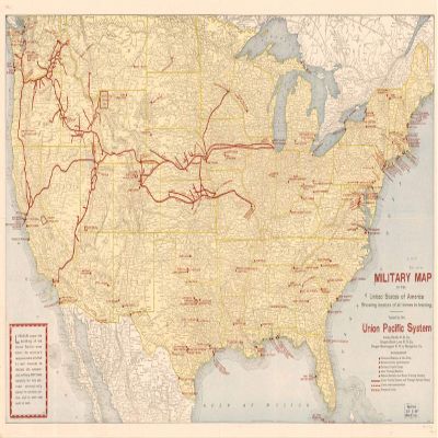 14" x 24" 1917 Military Map Of The United States Of America Showing Location Of All Forces In training