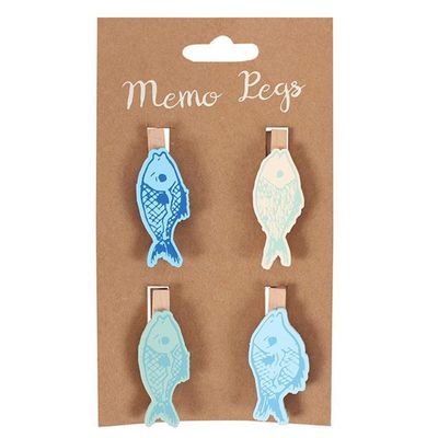 Something Different Fish Memo Pegs Pack of 4 (One Size) (Multicolor)