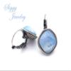Air Blue Opal Drop Earrings made with Genuine Austrian Crystals, Pale baby Sky Blue, 12mm Cushion Cut, Bezel Drop Lever-Back, Assorted Finishes view 3