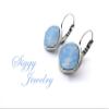 Air Blue Opal Drop Earrings made with Genuine Austrian Crystals, Pale baby Sky Blue, 12mm Cushion Cut, Bezel Drop Lever-Back, Assorted Finishes view 4