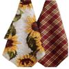 DII Design Imports Set 2 Rustic Sunflower Kitchen Dish Towels - Rustic Sunflower Print - Rustic Plaid view 1