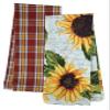 DII Design Imports Set 2 Rustic Sunflower Kitchen Dish Towels - Rustic Sunflower Print - Rustic Plaid view 2
