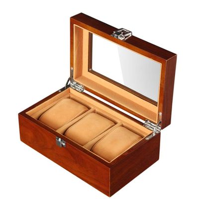 WXRobby Wood Watch Packaging Boxes.3 Slots for Storage Watch Organizer Box with Display Top Window