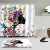 Amagical Flower Fairy Girl with Colorful Butterflies 16 Piece Bathroom Mat Set Shower Curtain Set Non Slip Flannel Bath Mat Contour Mat Toilet Cover Shower Curtain with 12 Hooks view 2