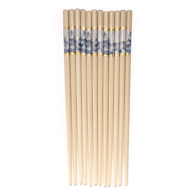 BambooMN Premium Reusable Japanese Bamboo Chopsticks, Floral Print, 9.5 inch - Blue - 120 Pairs