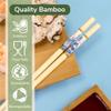 BambooMN Premium Reusable Japanese Bamboo Chopsticks, Floral Print, 9.5 inch - Blue - 36 Pairs view 3
