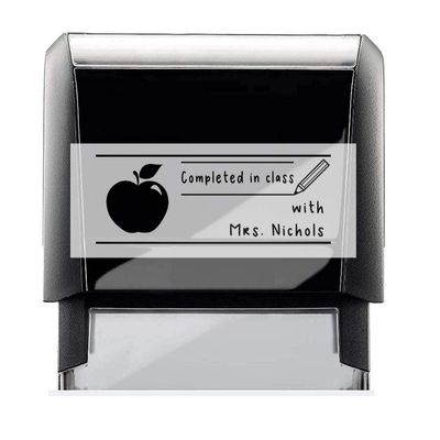 Self Inking Teacher Stamp. Custom Completed in Class with Help Classroom Stamper with Shiny Healthy Fruit Image. Variety of Designs, 5 Ink Colors, 3 Lines, All Wording can be Changed!