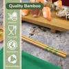 BambooMN Premium Reusable Japanese Bamboo Chopsticks, Flower Print with Gold Stripes, 9.5 inch - Green and Yellow - 120 Pairs view 3