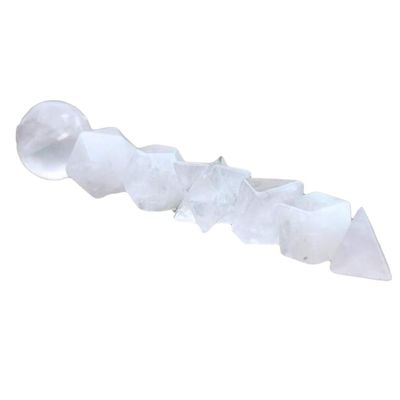 fengshuisale Carved Crystal Rose Quartz Platonic Solids Sacred Geometry Symbols 7 Piece W3485