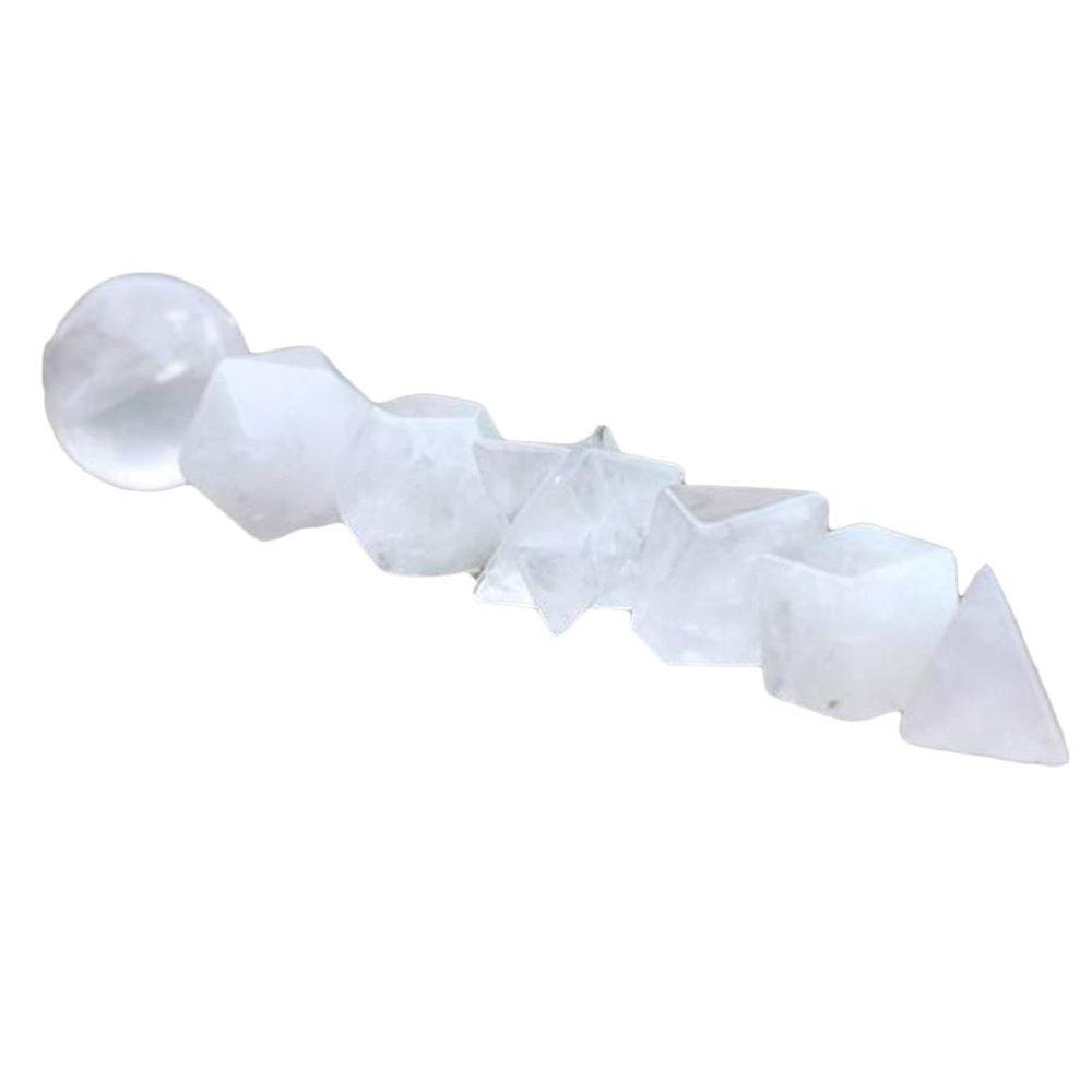 fengshuisale Carved Crystal Rose Quartz Platonic Solids Sacred Geometry Symbols 7 Piece W3485