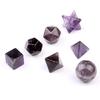 fengshuisale Carved 7 Pieces Amethyst Platonic Solids Sacred Geometry Symbols with Merkaba Star Crystal Healing Balancing SetW3486 view 1