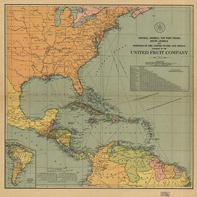 24" x 24" 1909 Map Central America The West Indies South America & Portions The United States & Mexico